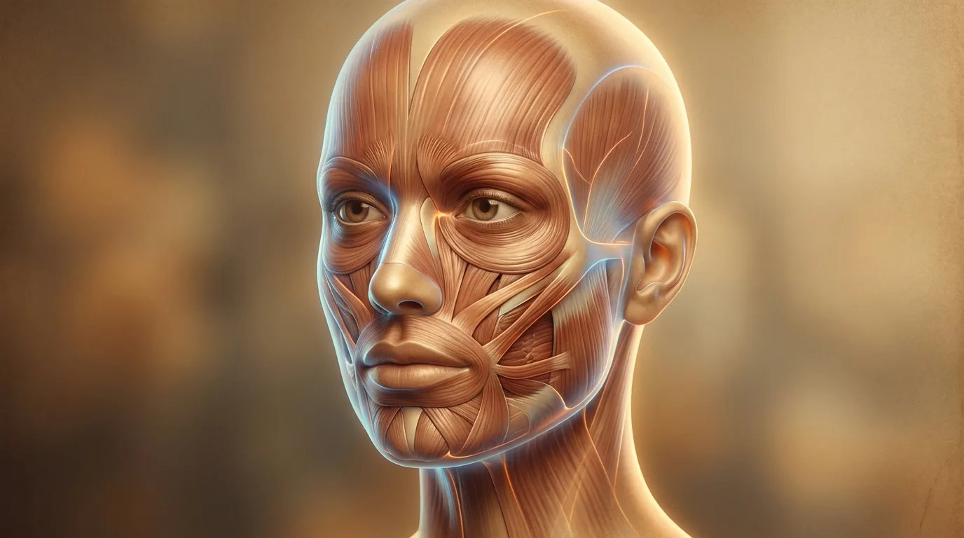 Anatomische Darstellung der Gesichts- und Kaumuskulatur im Profil — das Fundament, an dem FACE-Design arbeitet